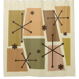Rideaux De Douche Age atomique Pop Art Brown