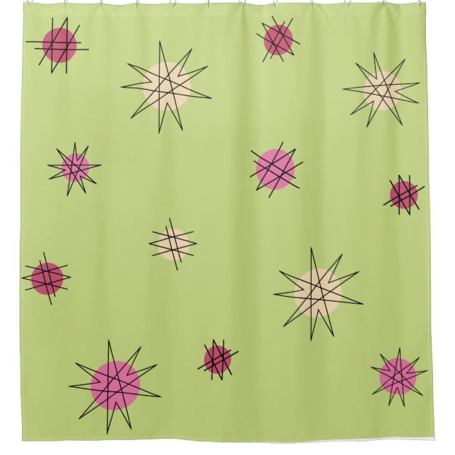 Rideaux De Douche Age atomique Starburst Planètes Lime Green (Devant)