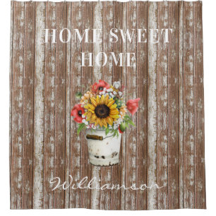 Rideaux De Douche Agritourisme rustique en bois déprimé Maison Sweet