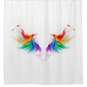 Rideaux De Douche Ailes fluffy arc-en-ciel