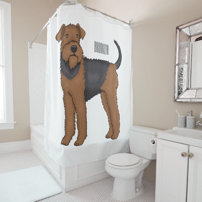 Rideaux De Douche Airedale terrier dog cartoon (En situation)