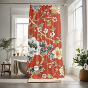 Rideaux De Douche Ajouter un motif floral rouge nature
