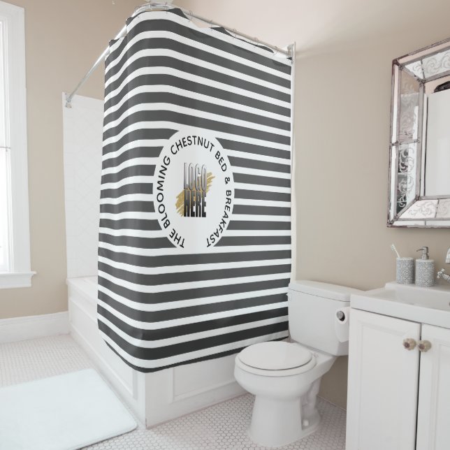 Rideaux De Douche Ajouter votre logo Plus Nom d'entreprise Gris Gris (En situation)