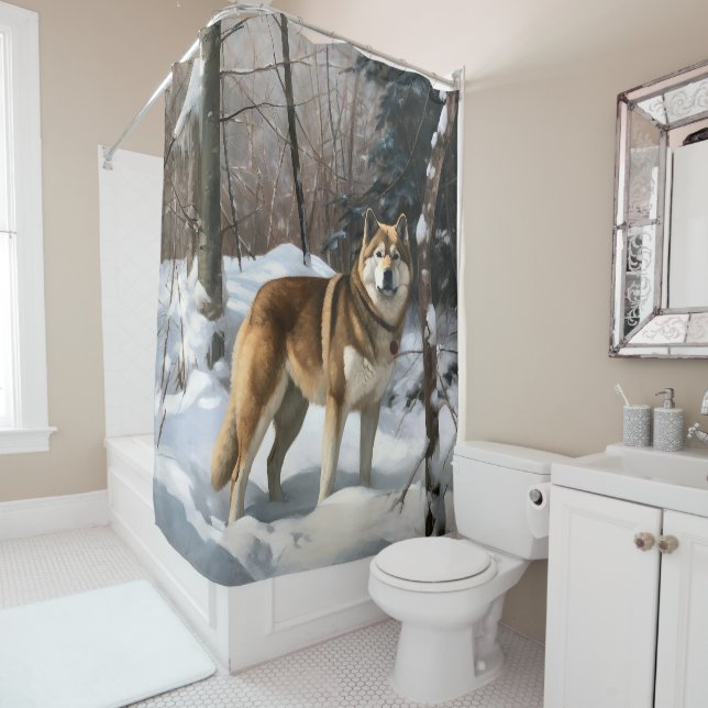 Rideaux De Douche Akita Laisser Neige Noël (En situation)