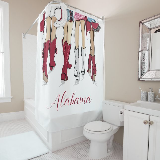 Rideaux De Douche Alabama Dames Mode Cowboy Boot Rouge Blanc (En situation)