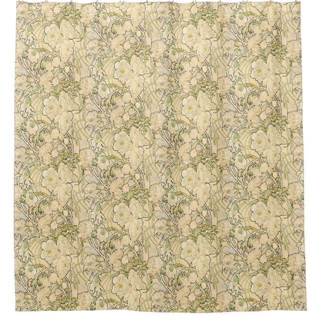 Rideaux De Douche Alfonse Mucha Art nouveau Peonies Art botanique (Devant)