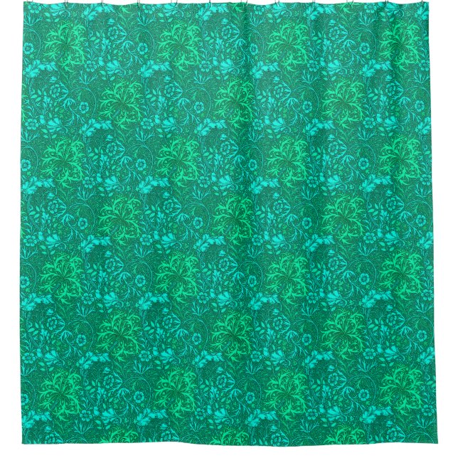 Rideaux De Douche Algue de Nouveau d'art florale, turquoise et Aqua (Devant)