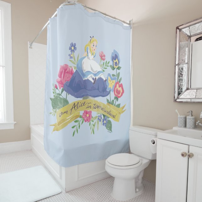 Rideaux De Douche Alice au pays des merveilles| Alice dans l'aquarel (En situation)