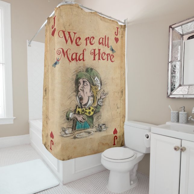 Rideaux De Douche Alice au pays des merveilles, Chapelier fou Valet  (En situation)