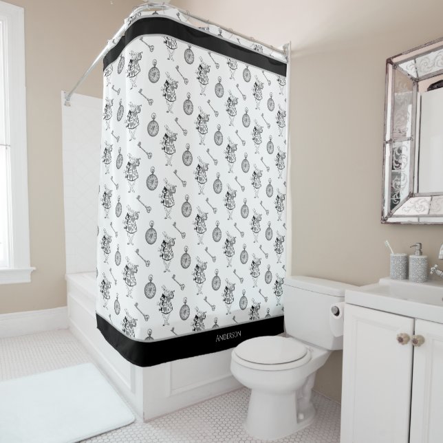 Rideaux De Douche Alice au pays des merveilles Lapin blanc Salle de  (En situation)