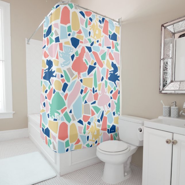 Rideaux De Douche Alice au pays des merveilles| Motif de mosaïque (En situation)