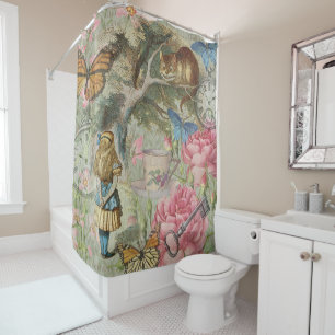 Rideaux De Douche Alice Chat du Cheshire Jardin de l'Arbre Wonderlan