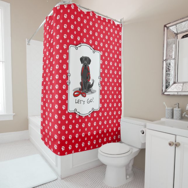 Rideaux De Douche Allons-y ! Black Labrador Retriever - mignon chien (En situation)