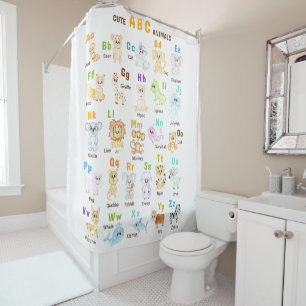 Rideaux De Douche Alphabet Animal ABC Mets animaux