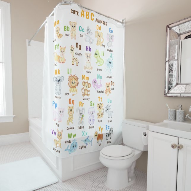 Rideaux De Douche Alphabet Animal ABC Mets animaux (En situation)