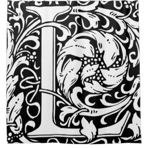 Rideaux De Douche Alphabet floral Lettre monogramme L classique
