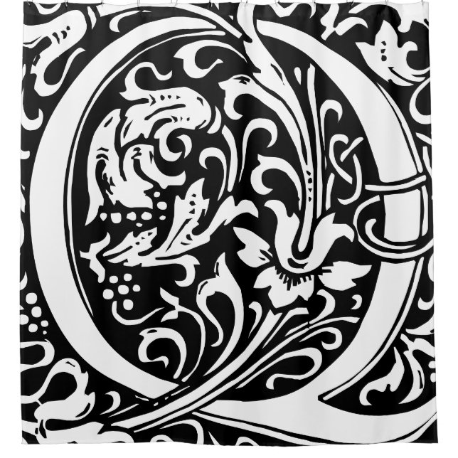 Rideaux De Douche Alphabet floral Lettre monogramme Q classique (Devant)