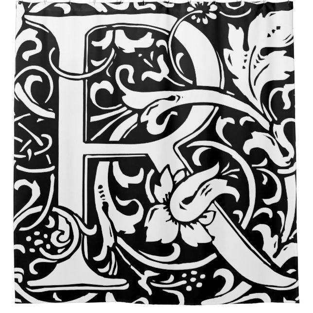 Rideaux De Douche Alphabet floral Lettre monogramme R classique (Devant)