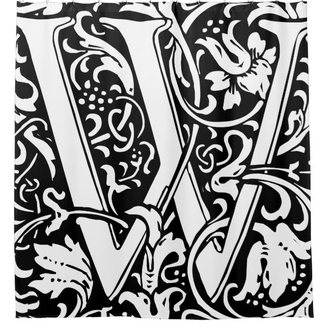 Rideaux De Douche Alphabet floral Lettre monogramme W Classic (Devant)