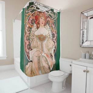Rideaux De Douche Alphonse Mucha, Art nouveau, vintage, affiche