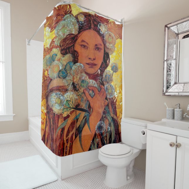 Rideaux De Douche Alphonse Mucha - Native American Woman (En situation)