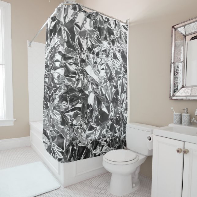 Rideaux De Douche Aluminium Foil Design couleur argent (En situation)