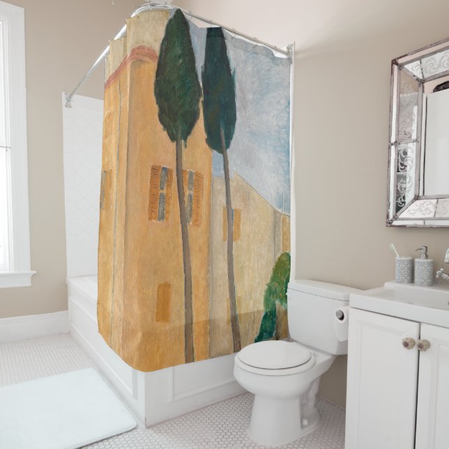 Rideaux De Douche Amedeo Modigliani - Cyprès et maisons à Cagnes (En situation)