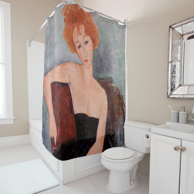 Rideaux De Douche Amedeo Modigliani - Robe de soirée pour filles rou (En situation)