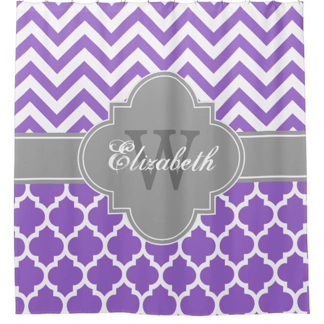 Rideaux De Douche Améthyste Purple Dk Gris Marocain #5 Chevron 1IQRN (Devant)