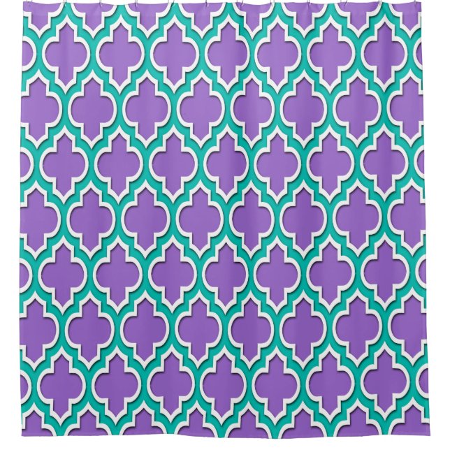 Rideaux De Douche Améthyste Purple Turquoise Blanc XL Marocain #4DS (Devant)