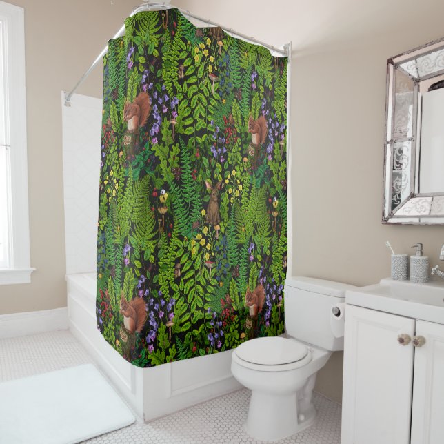 Rideaux De Douche Amimies et plantes des bois (En situation)