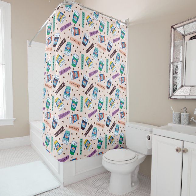 Rideaux De Douche AMIS™ | Central Perk Vibrant Motif café (En situation)