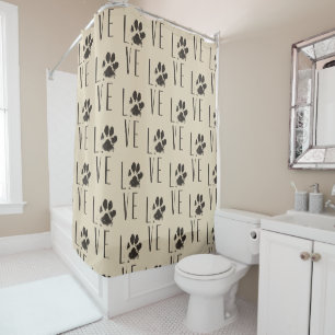 Rideaux De Douche Amour avec Brown Grunge Pet Empreinte de patte Mot