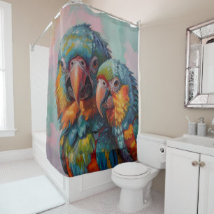 Rideaux De Douche Amour en couleur : une salle de bain de perroquet