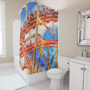 Rideaux De Douche Amusant avec dessous de verre à rouleaux