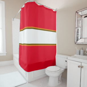 Rideaux De Douche Amusant les années 70 Rouge Lumineux Orange Blanc