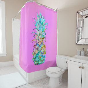 Rideaux De Douche Amusement Rose Tropical Pineapple Couleur Éclabous
