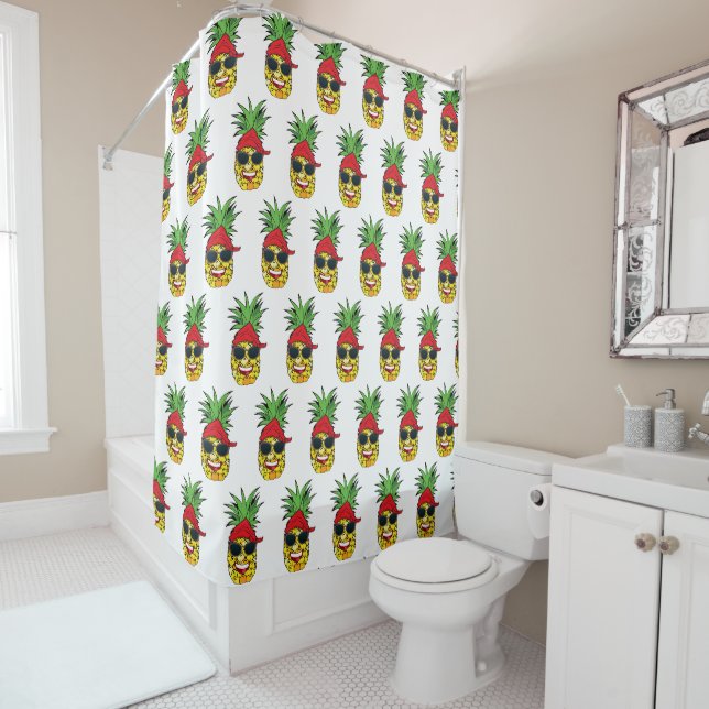 Rideaux De Douche Ananas drôle (En situation)