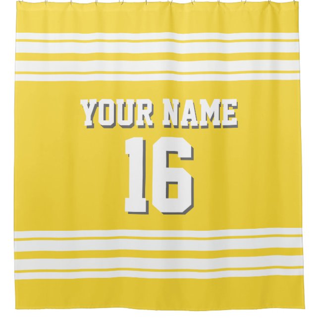 Rideaux De Douche Ananas Jaune à rayures blanches Sport Jersey (Devant)