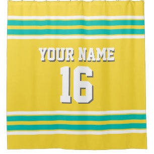 Rideaux De Douche Ananas Jaune Turquoise Blanc rayures Sport Jersey