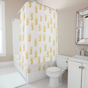 Rideaux De Douche Ananas Tropical Blush Gold