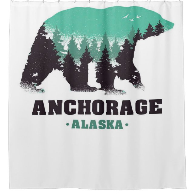 Rideaux De Douche Anchorage Alaska Grizzly | couverture unique (Devant)
