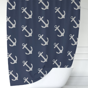 Rideaux De Douche Ancre Bleu Marine Classique