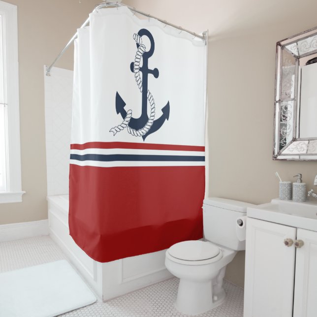 Rideaux De Douche Ancre bleue Bleu Bleu blanc Bleu Bleu Rouge (En situation)