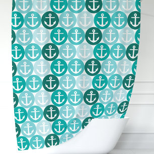Rideaux De Douche Ancre Nautique Tacheté de Turquoise