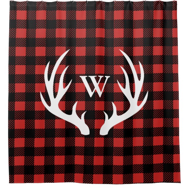 Rideaux De Douche Andouillers de cerfs communs et plaid blancs (Devant)