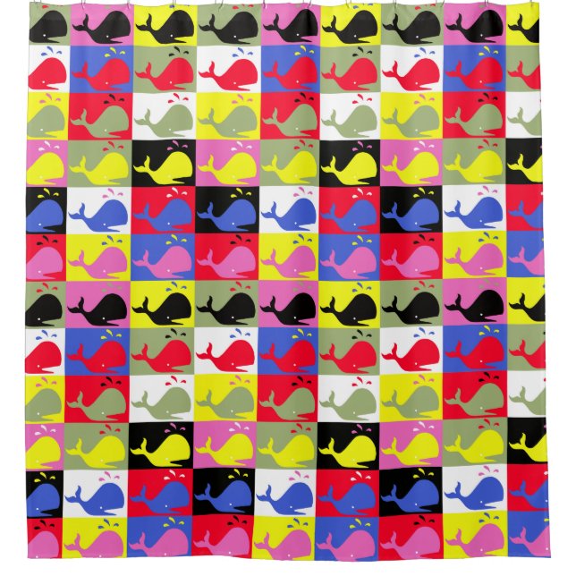 Rideaux De Douche Andy Whale-Hole™_Lots o' whales_pop art parodie (Devant)