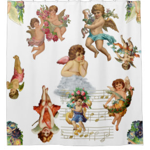 Rideaux De Douche angel cherub antique céleste victorien