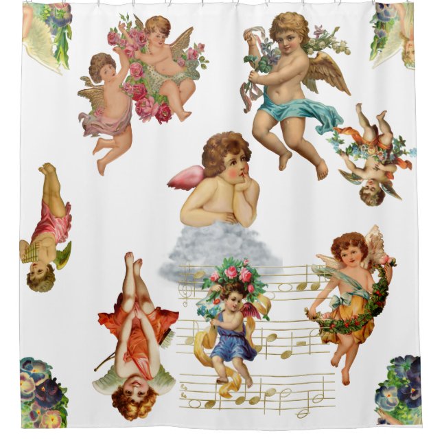 Rideaux De Douche angel cherub antique céleste victorien (Devant)