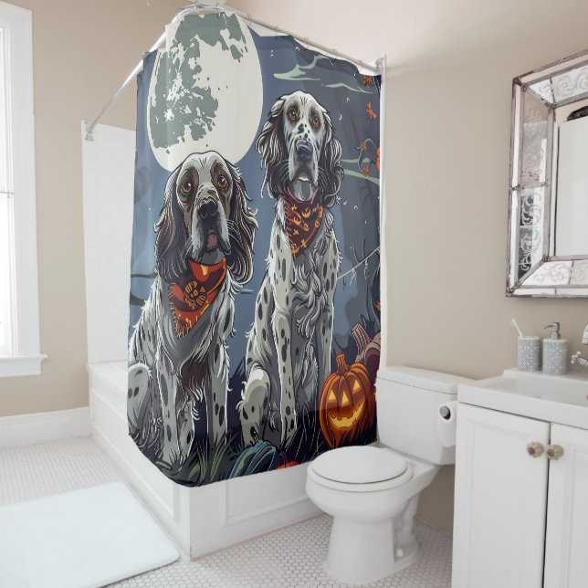 Rideaux De Douche Anglais Setter Halloween Éffrayant (En situation)